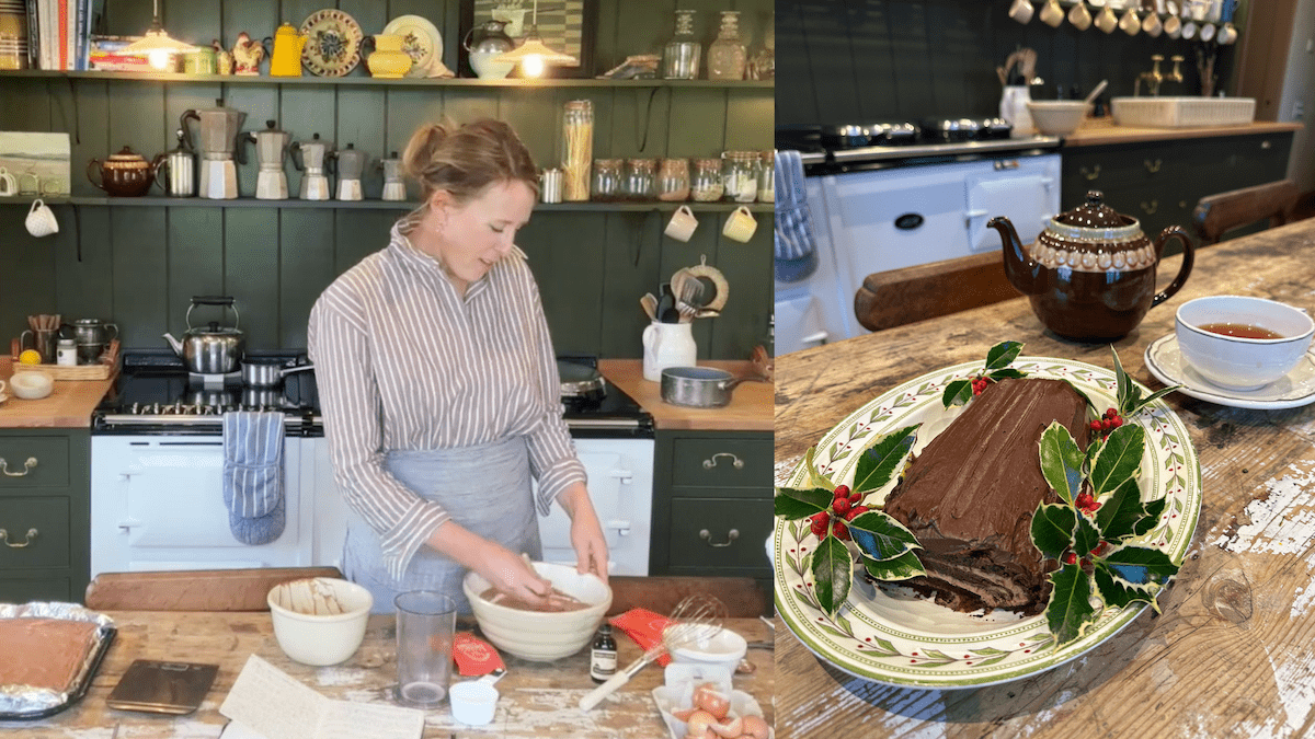 Making Bûche de Noël at North Farm in the English countryside